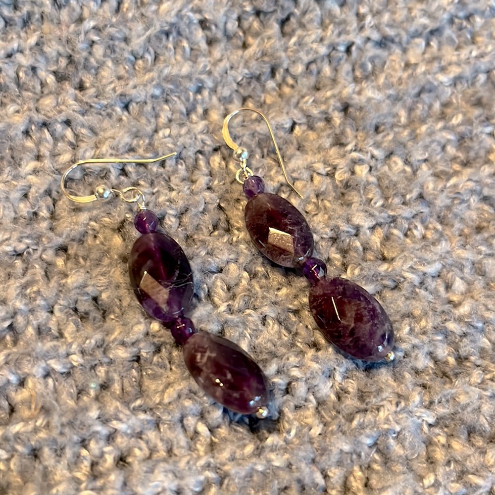 Purple stone 2” earrings